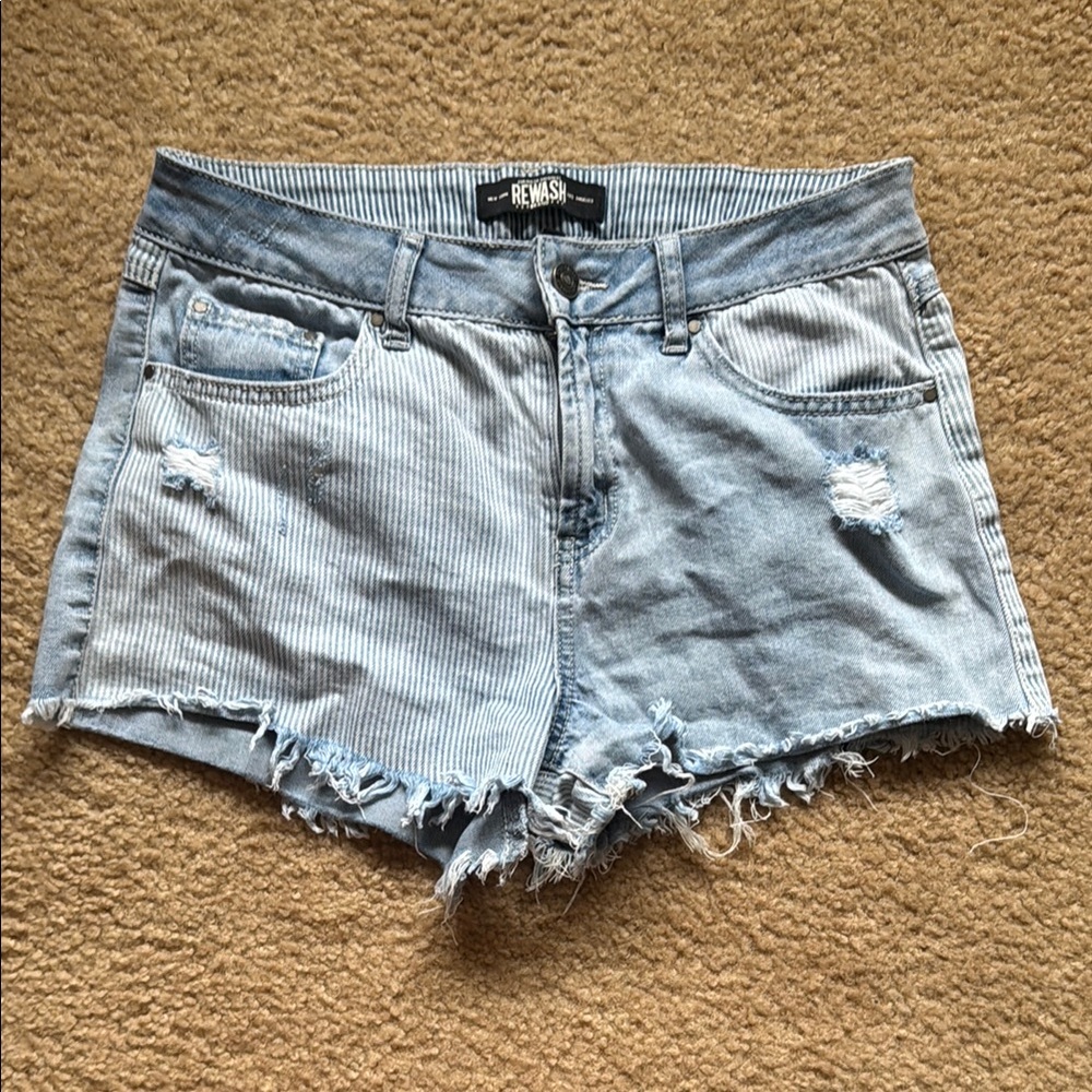 Rewash Blue Jean Shorts Distressed Frayed Hem